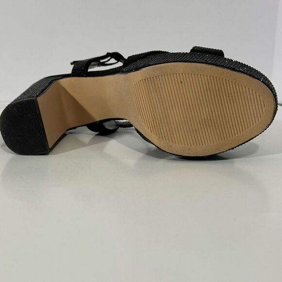 Maripe Leilani Open Toe Ankle Strap Rhinestone Platform Sandals Black | Size 7.5 - Picture 11 of 15